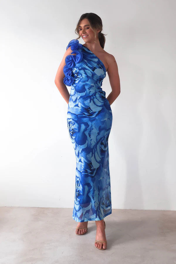 Damenbekleidung Sommer Elegant Slim Ärmellos Dreidimensionales Florales Sexy Kleid