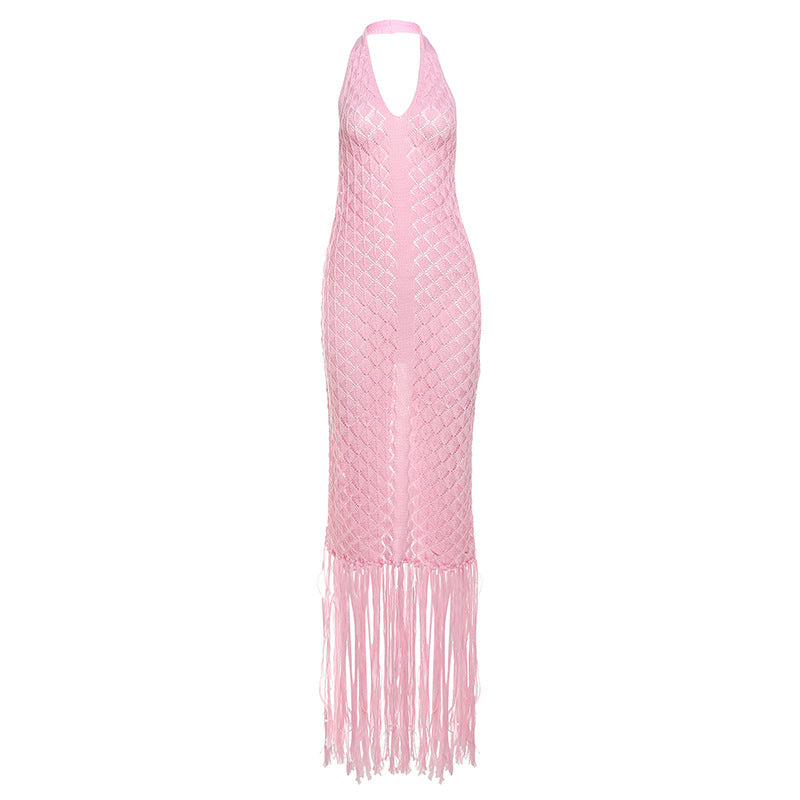 Robe de plage d'été pour femme, couleur unie, sexy, tricotée, pour groupe de plage, paréo, robe tricotée de protection solaire
