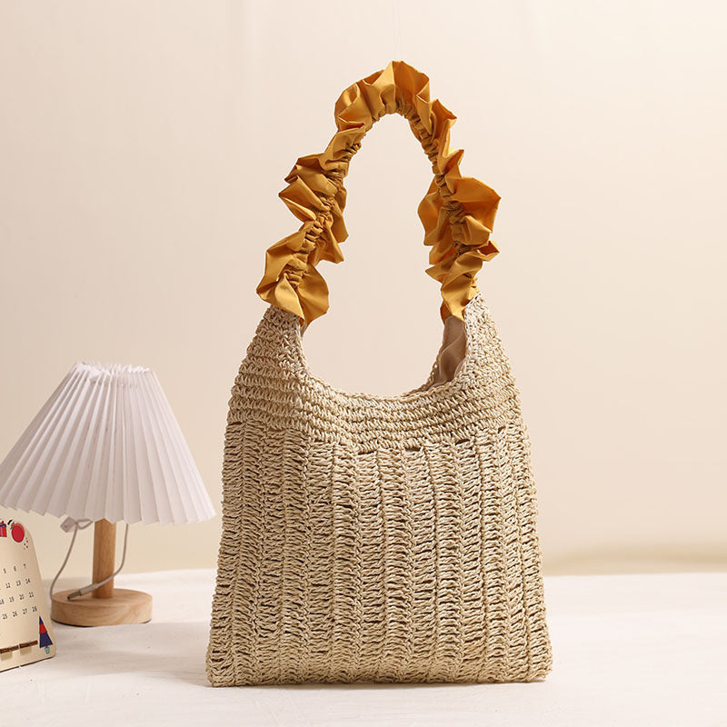 Baumschwamm wie Spitzen-Strohtasche, einfarbige gewebte Tasche, Strandurlaub-Strandtasche, spezielle Interessenschultertasche
