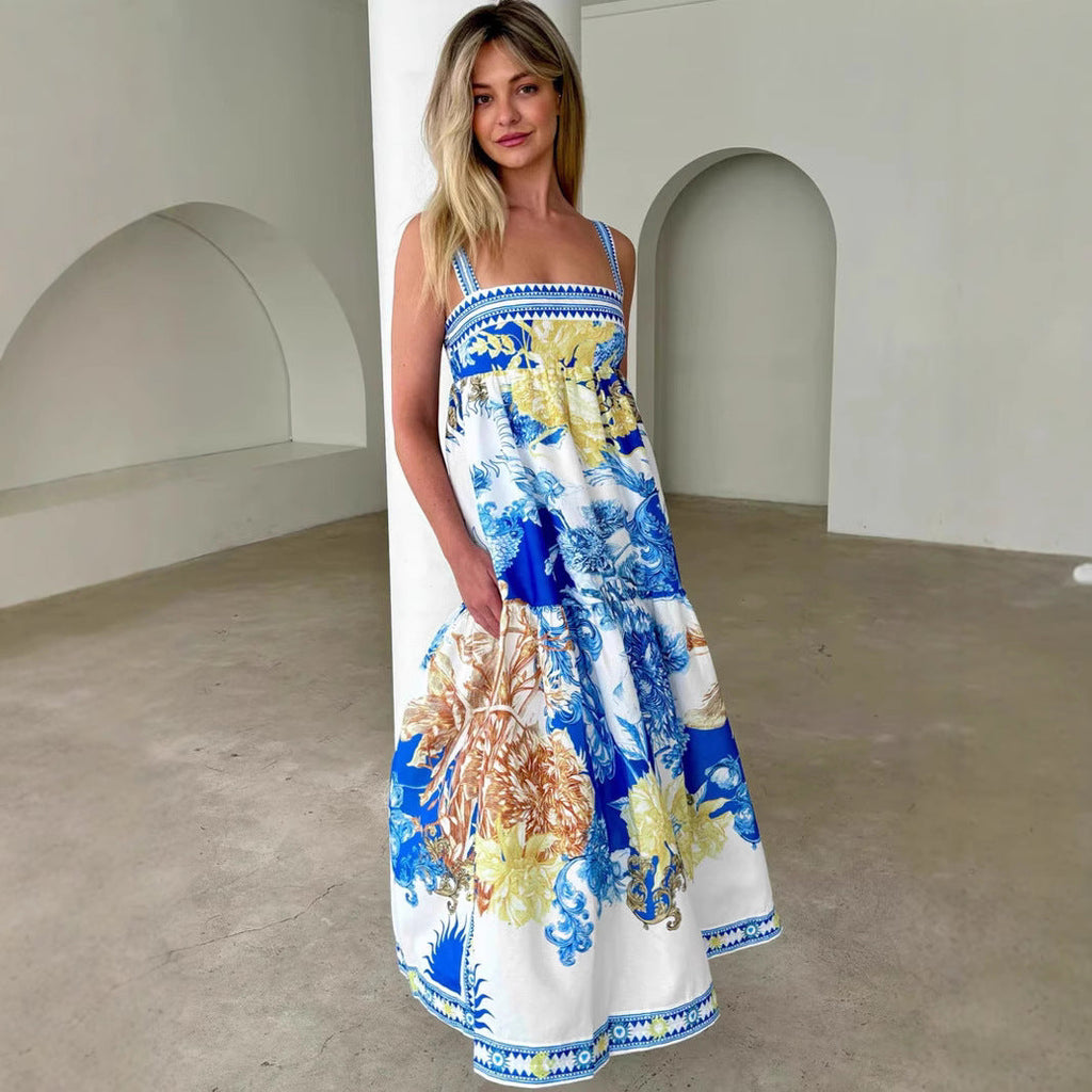 Sommerurlaub langes Slipkleid mit Positionsdruck