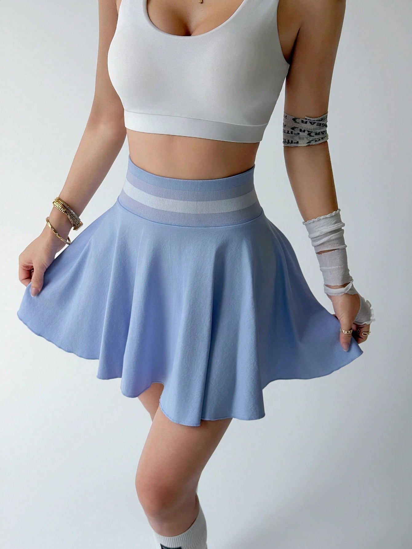 Tennisskirt, Sportrock, Badmintonskirt, Nahtlos gestrickt, Vierwege-Stretch, Slim Fit