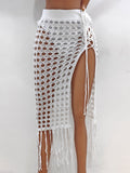 Vêtements Femme Sexy Évidé Tissé Dentelle Gland Robe Fendue Jupe de Plage