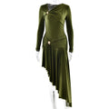 Robe longue asymétrique plissée élégante et sexy pour femme - Collection Automne/Hiver