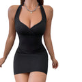 Beliebter kleiner versenkter Streifen, sexy Schnürung, Neckholder, schmale Hüfte