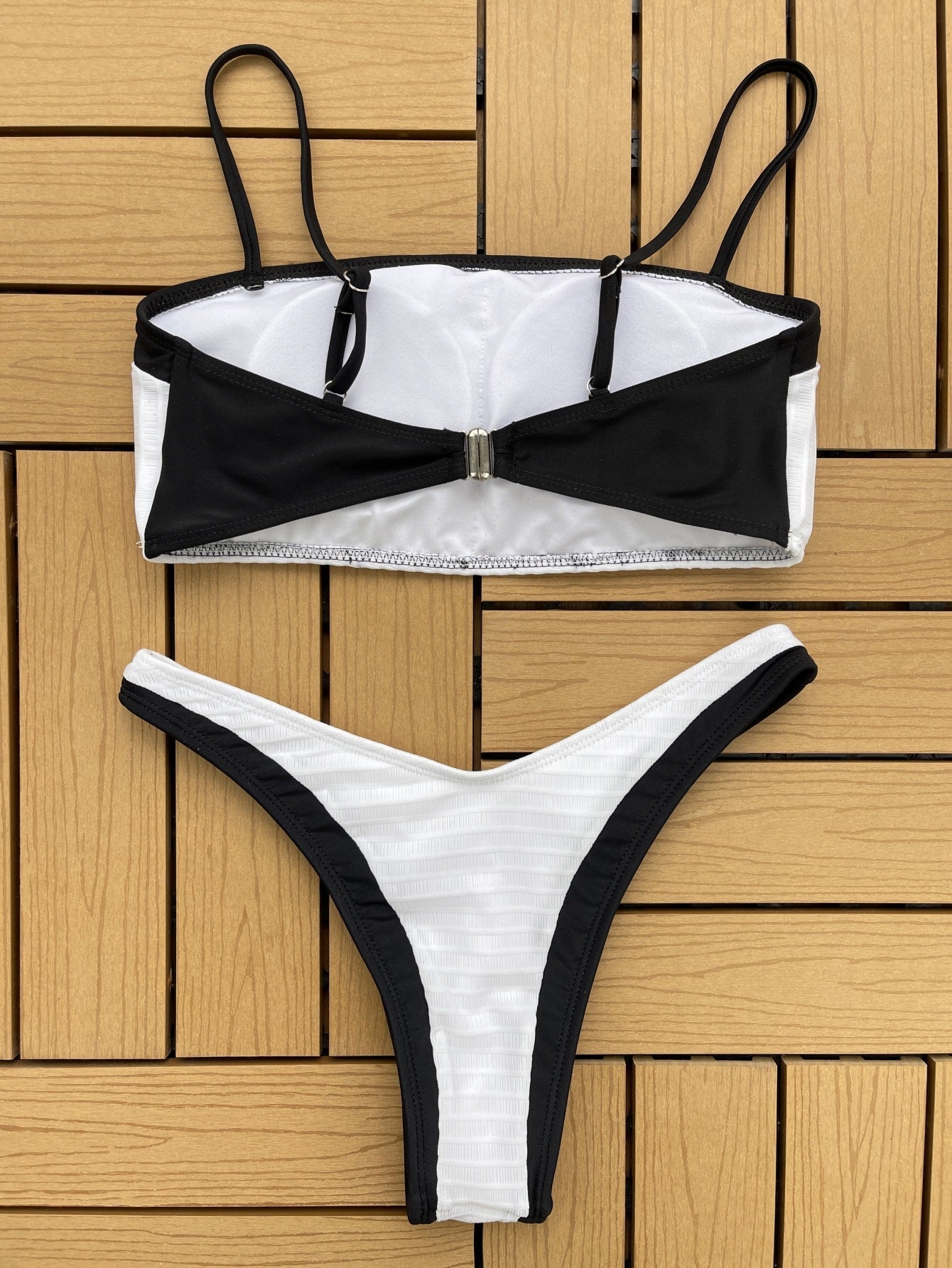 Bikini Damen Schwarz Weiß Bikini Set Sexy Badeanzug