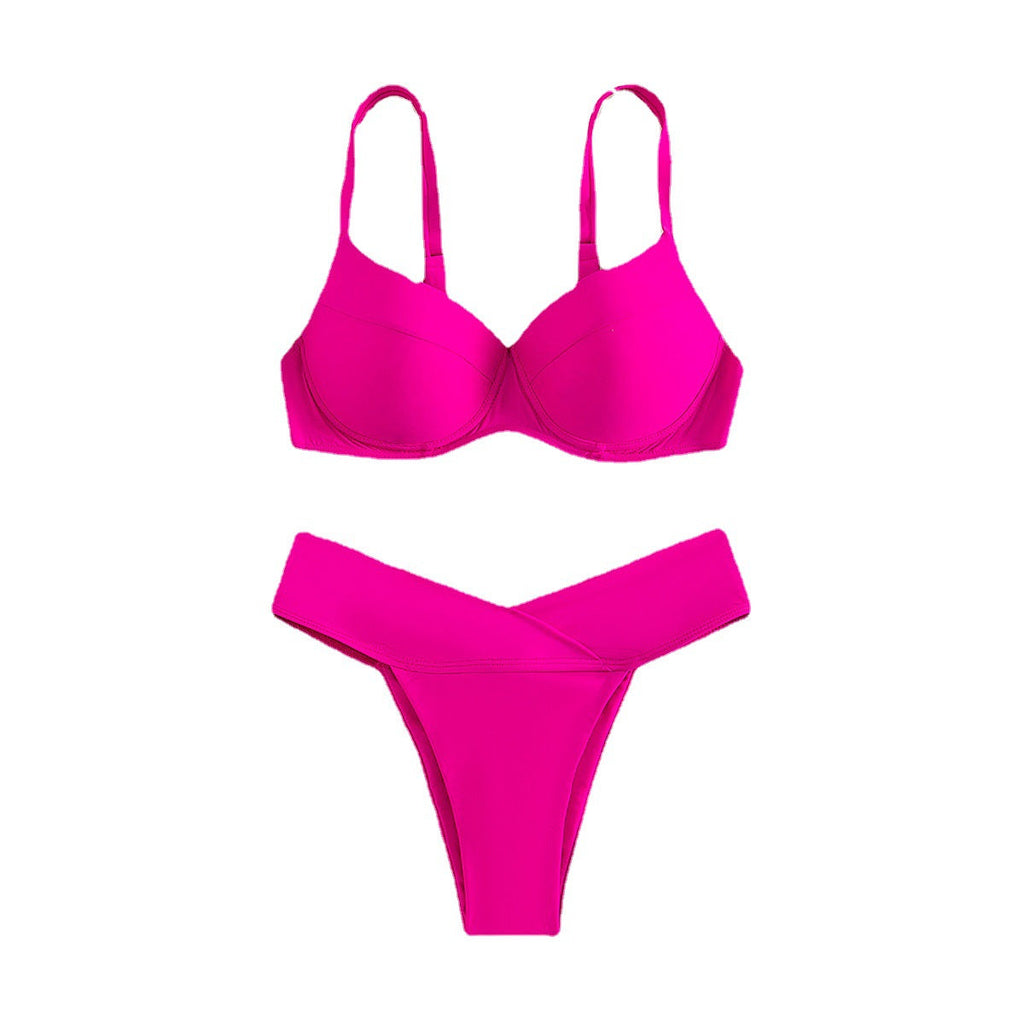 Bikini einfarbig Badeanzug Sexy Split-Badeanzug
