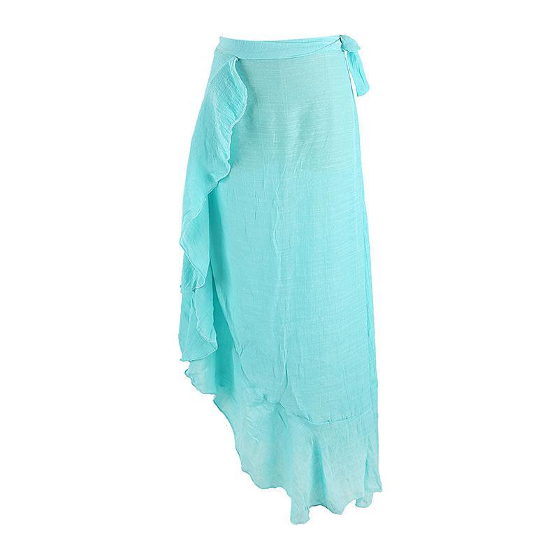 Jupe Solide en Bambou Jupe Sexy à Lacets pour les Vacances Chemise de Protection Solaire Blouse Cache-bikini Jupe Paréo
