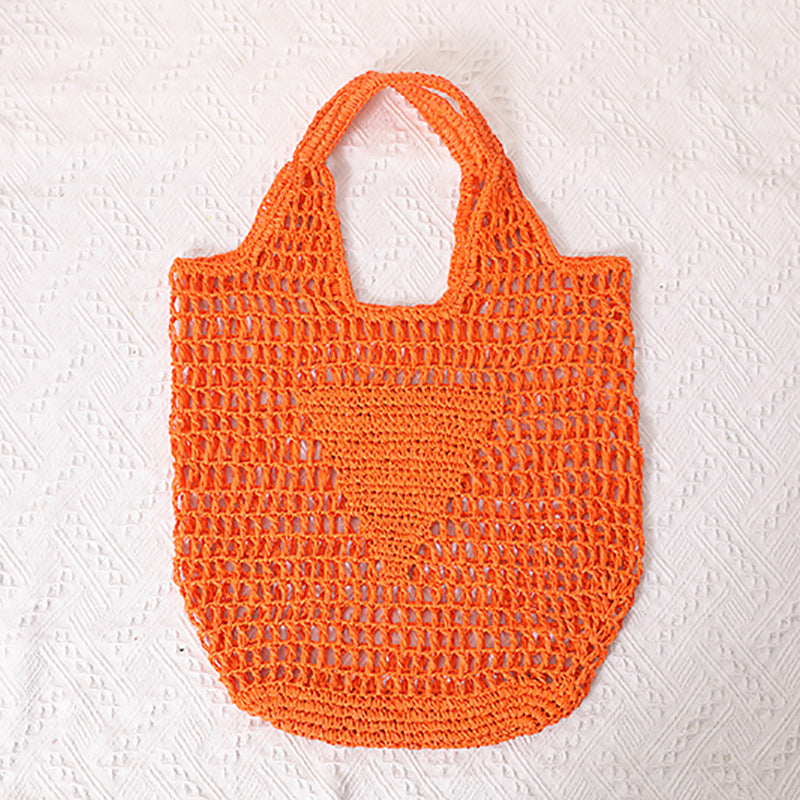 Sac de plage pour femme, grande capacité, ajouré, couleur bonbon frais, sac à bandoulière, fourre-tout tissé, portable