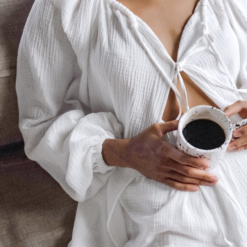 Pyjama décontracté en coton pour femme, collection automne, cardigan, manches longues, short, tenue d'intérieur confortable, peut être porté à l'extérieur