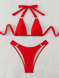 Maillot de bain femme couleur unie, bikini sexy fendu, maillot de bain d'été sexy
