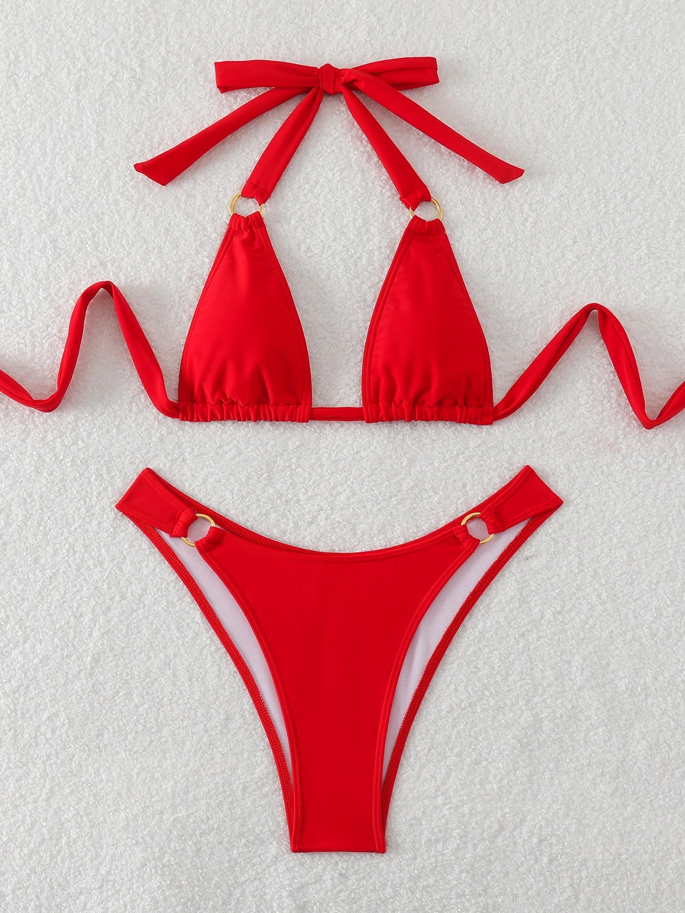 Maillot de bain femme couleur unie, bikini sexy fendu, maillot de bain d'été sexy