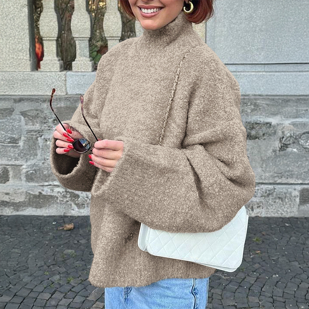 Casual Wool Long Sleeve Coat Sweater Women Clothing Autumn Winter