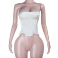 Haut tube sans manches en satin dos nu sexy pour femme