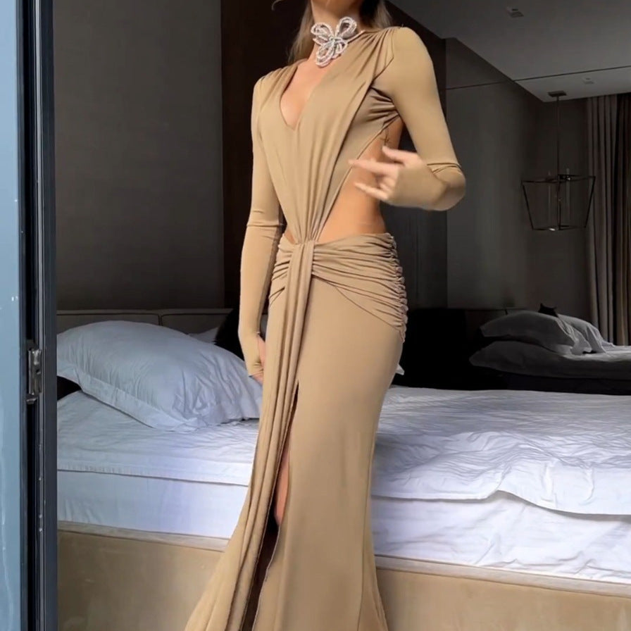 Robe d'été sexy dos nu à bretelles fendue