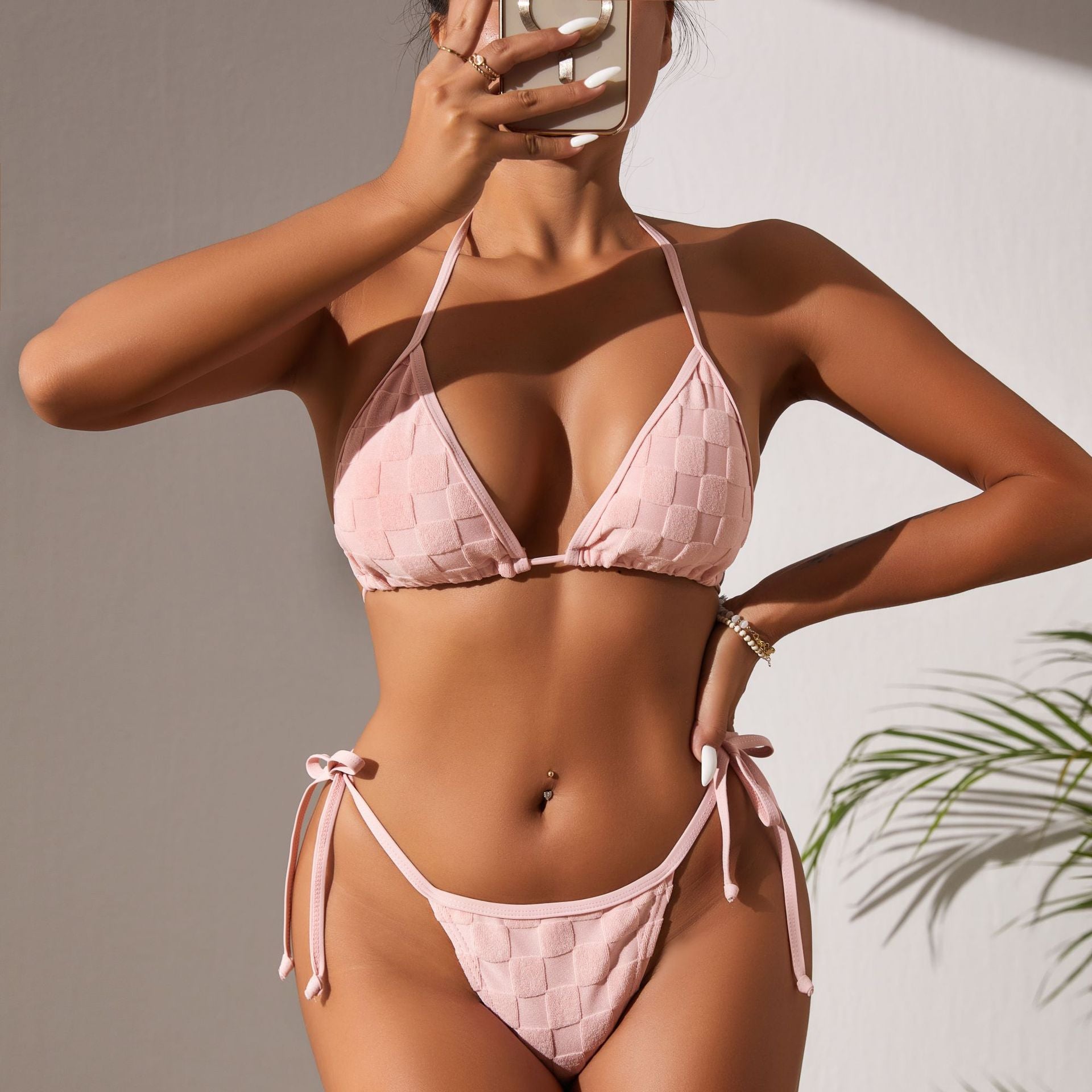 Sexy-Badeanzug mit Schulterträgern, Damen-Bikini, Dreipunkt-Tether-Split-Badeanzug-Bikini