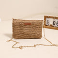 Petit sac en paille bandoulière, couleur unie, pochette carrée, sac de plage vacances, sac tissé