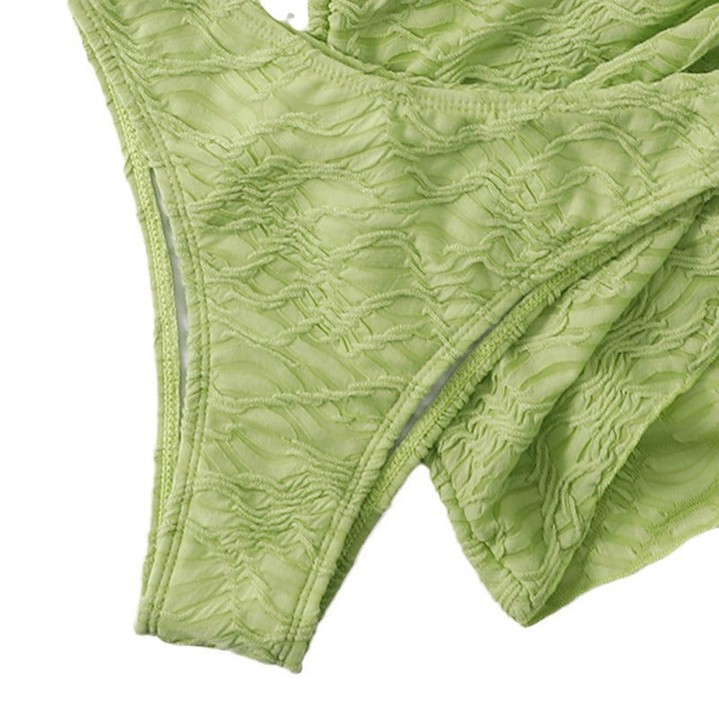 Sexy Schnür-Badeanzug dreiteilig Wind Strand Meer Urlaub Bikini Schwimmanzug