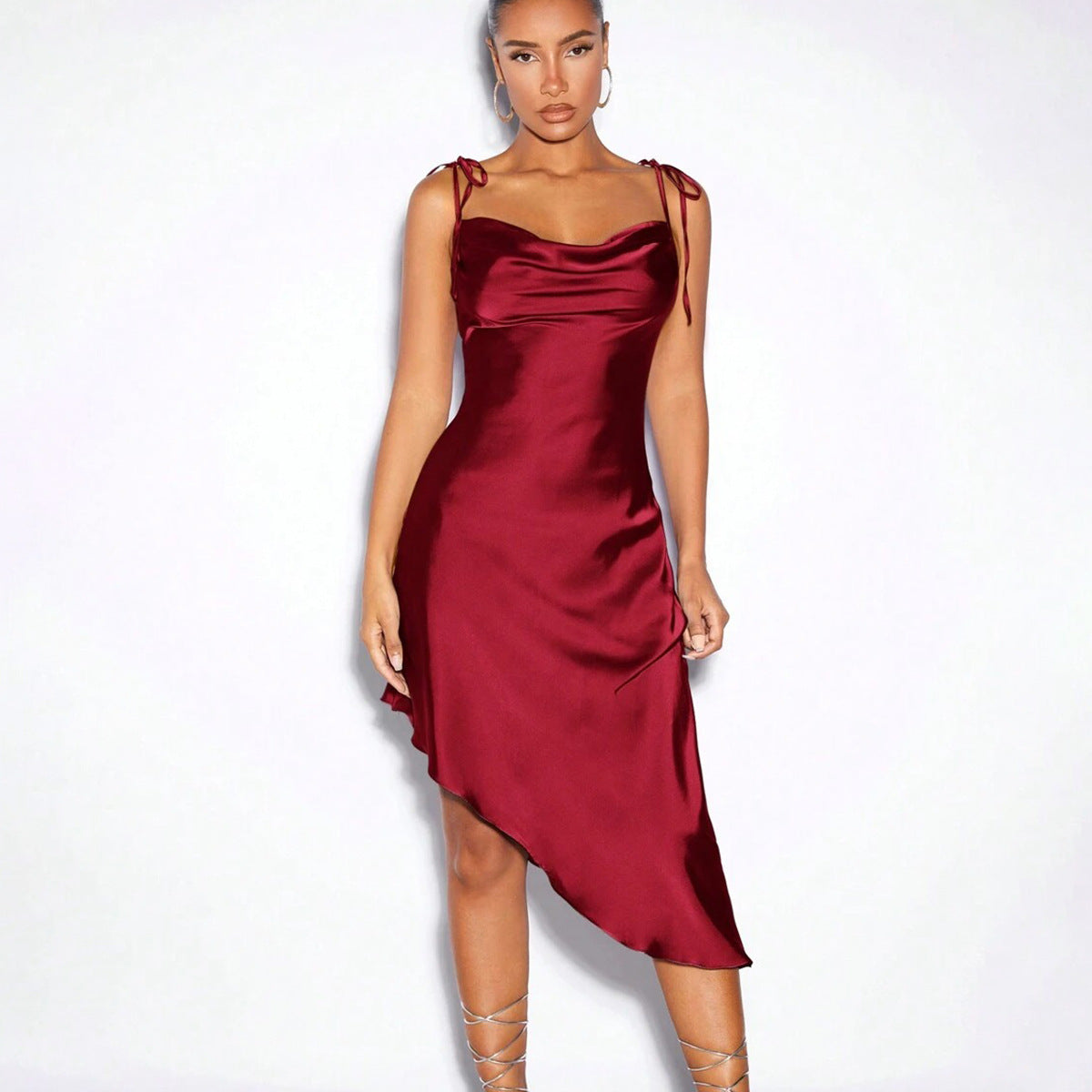 Satin-Trägerkleid Frühling Sommer Abendkleid Satin Sexy Damenbekleidung