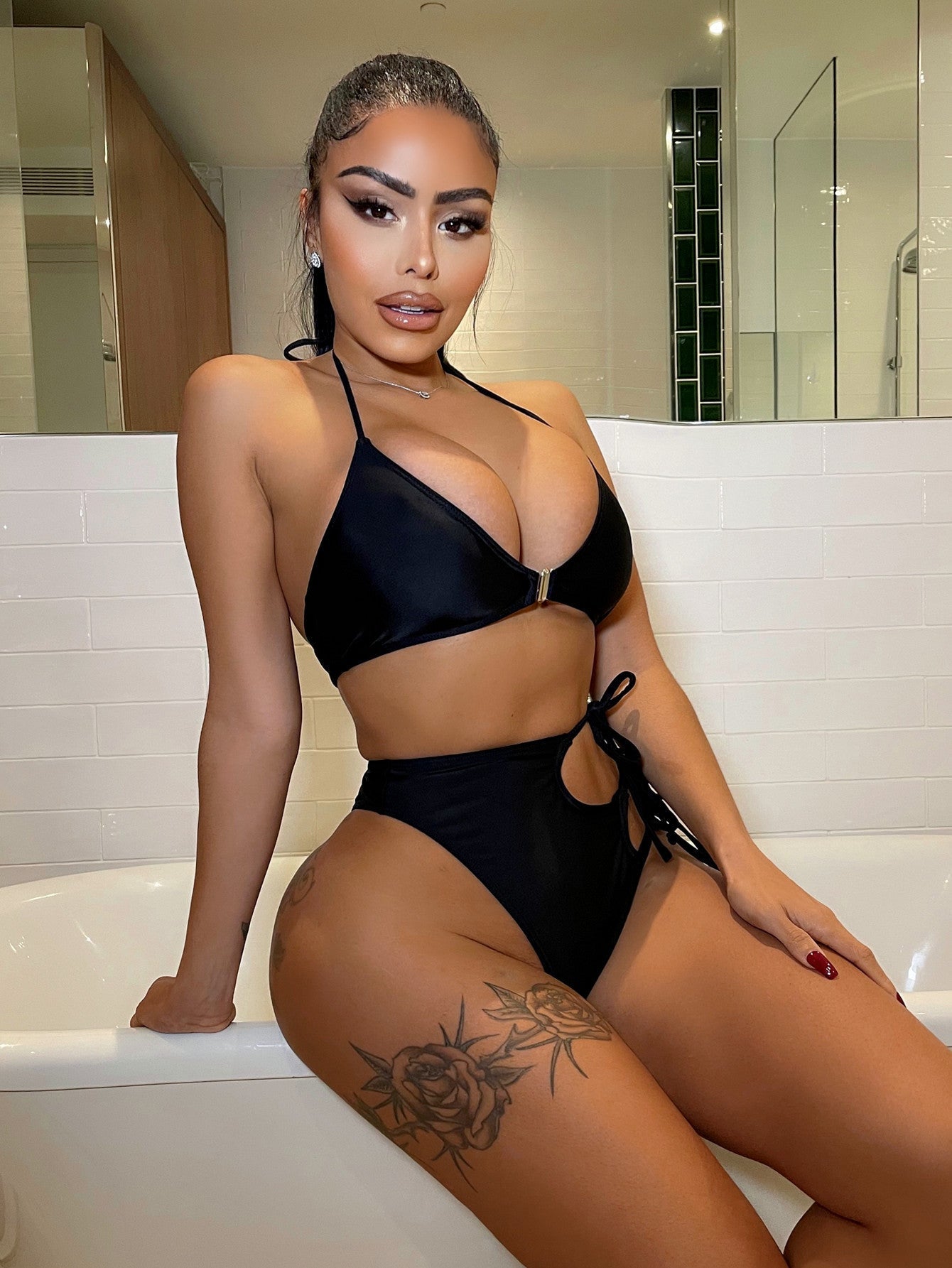 Bikini einfarbig sexy Damen geteilter Badeanzug Dreiecksbeutel Badeanzug