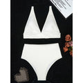 Maillot de bain sexy fendu pour femmes à rayures creuses, taille haute, couleur unie, tissu spécial