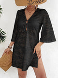 Robe Chemisier Décontractée Tricotée à Col V pour Femme, Ample, Protection Solaire, Vacances à la Plage
