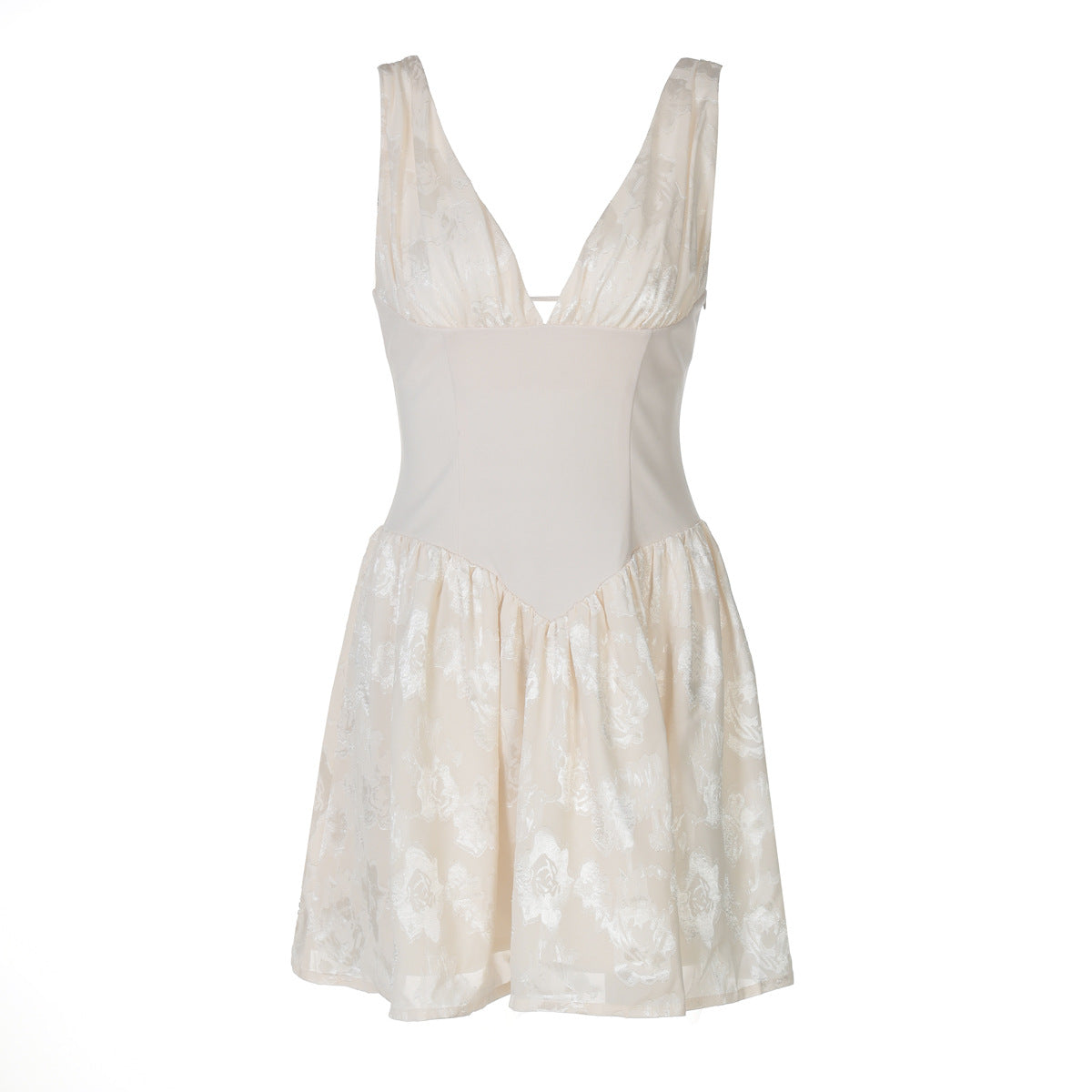 Robe d'été femme de couleur unie, col en V profond, dos noué, coupe ajustée, avec bretelles à la taille