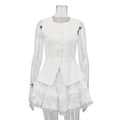 Ensemble deux pièces jupe bulle taille haute et haut gilet sans manches pour femme, tenue décontractée de qualité supérieure