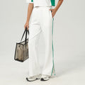 Pantalon de sport ample taille haute, coupe large, poches, décontracté, droit, à porter à l'extérieur, pantalon de yoga évasé bicolore.
