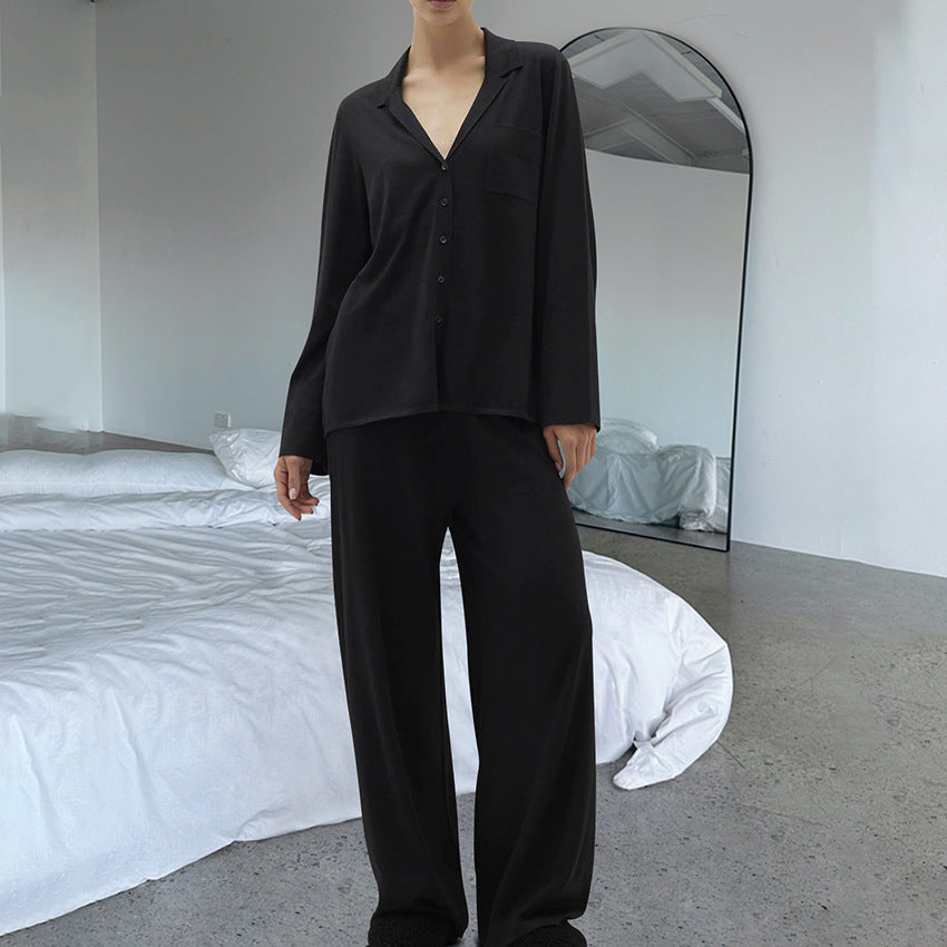 Bequeme Strick-Loose Cardigan Langarm-Hose Pyjama Damen Casual Simple Homewear