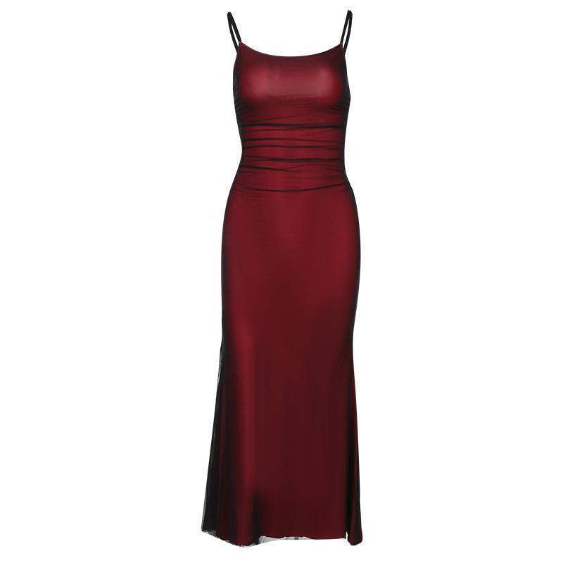 Damen Kontrastfarben Hosenträgerkleid Sommer Sexy Slim Fit Pures Kleid für Damen