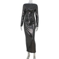 Damen Pailletten Design Slim Fit Anmutiges Enges Sexy Langarm Enges Kleid Damen