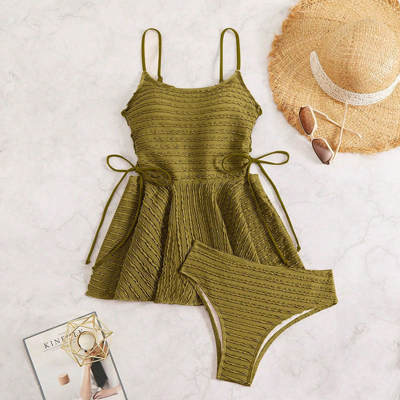 Maillot de Bain Robe Bretelles Femme Maillot de Bain Plage Haute Qualité Bikini Printemps Deux Pièces