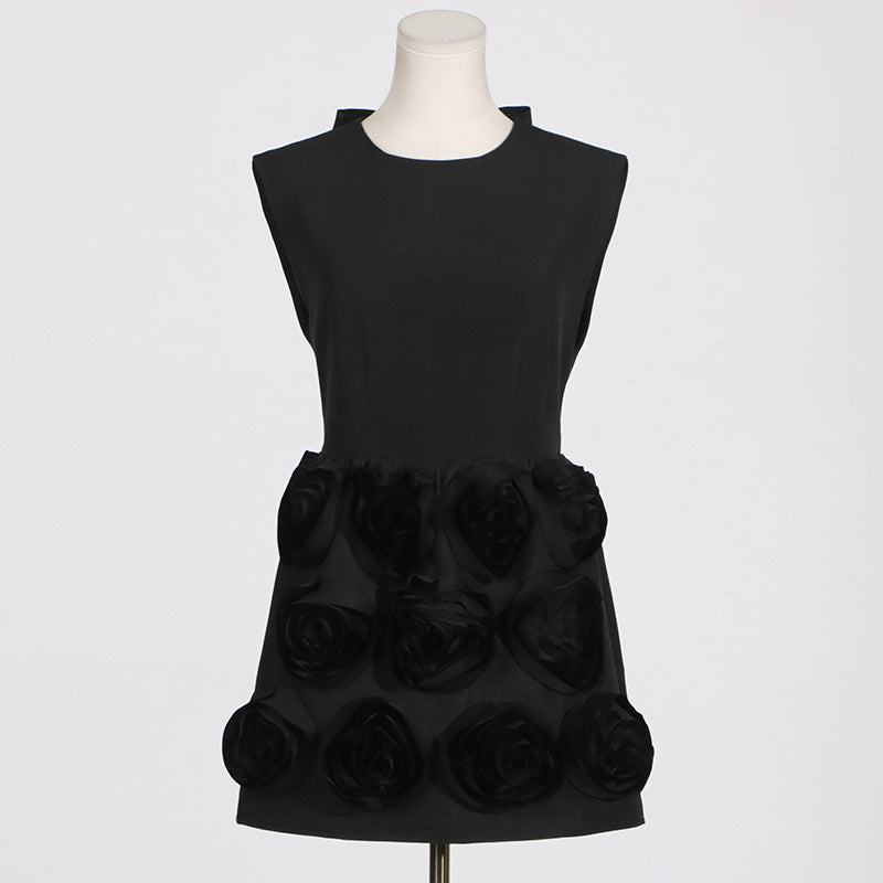 Französisch Elegantes Sommerkleid mit hohem Anspruch, bestickt, geblümt, rückenfrei, kurzes Kleid für Damen, Sommer