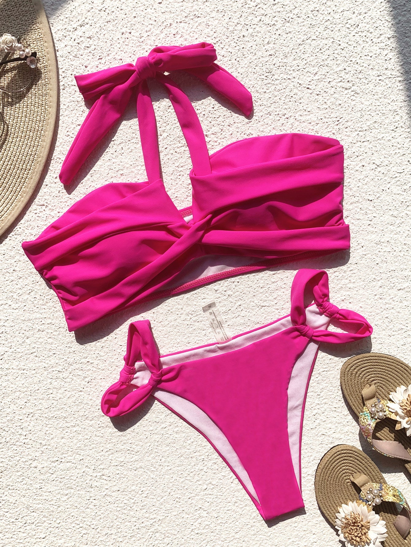 Bikini Doppelbikini Einfarbiger Badeanzug Naht Badeanzug Damen Sexy Badeanzug Träger