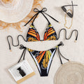 Maillot de bain bikini pour femme sexy papillon imprimé licou à lacets