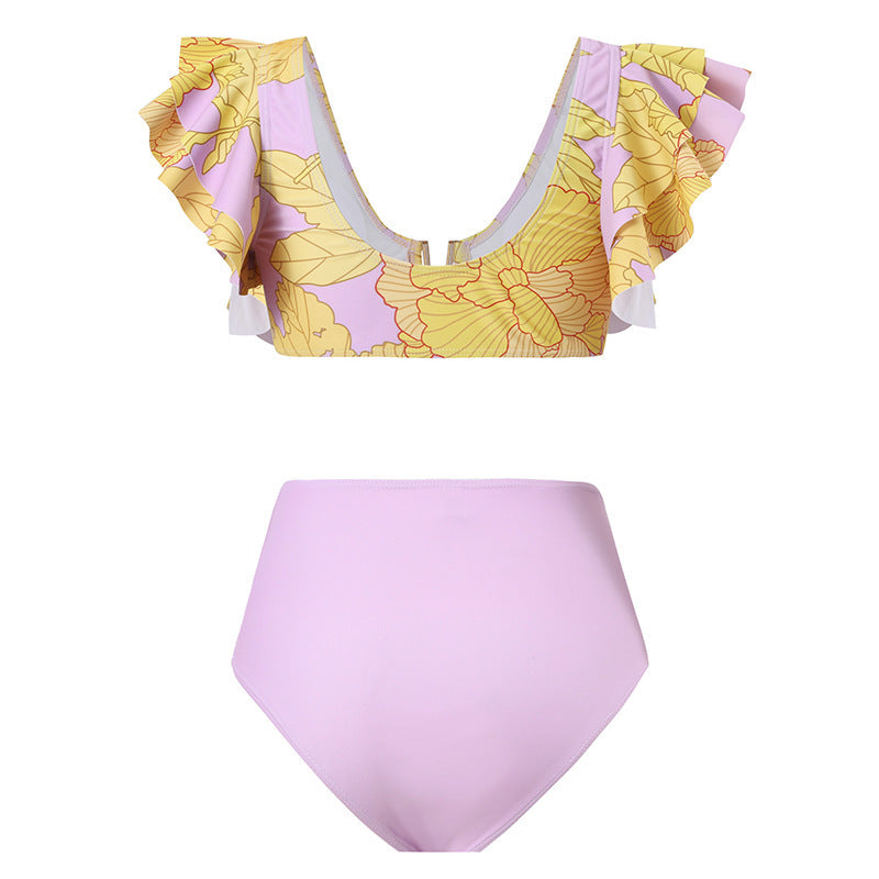 Französischer Retro-Einteiler Badeanzug für Damen, Frühlings-Urlaub Strandkleid, Dreiteiliger Bikini