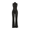 Herbst Winter Damen Spitze Nähte Ärmellos Sexy Hohe Taille Slim Fit Mikro-Strampler