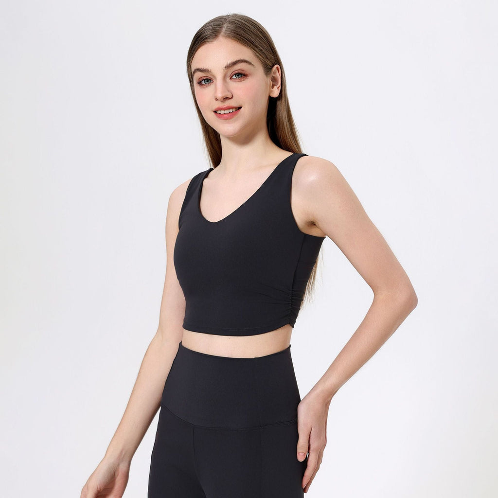 Soutien-gorge de sport à dos fixe avec coussinet de poitrine pour femme, sous-vêtement serré à la taille, sensation seconde peau, pour le yoga, la course, antichoc, à porter en extérieur