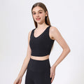 Soutien-gorge de sport à dos fixe avec coussinet de poitrine pour femme, sous-vêtement serré à la taille, sensation seconde peau, pour le yoga, la course, antichoc, à porter en extérieur