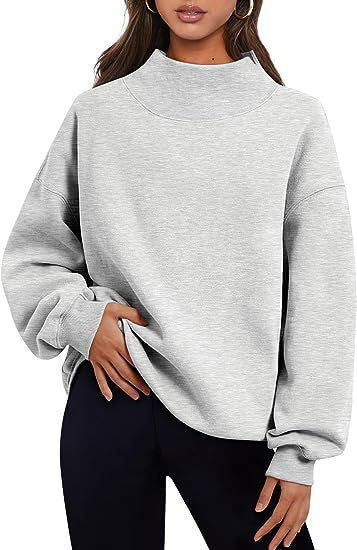 Damen Herbst Winter Casual Fleecehemd Damen Dicke Halb-Rollkragen Lockere Sweatshirts