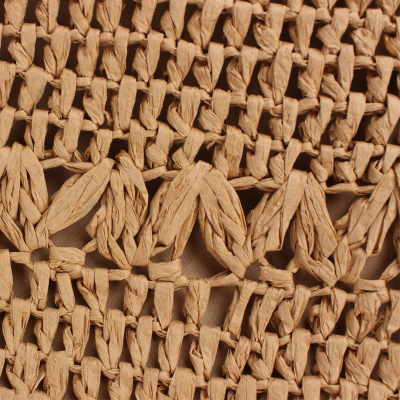 Sac de plage découpé en paille tissée pour femme, sac à bandoulière décontracté d'été, creux