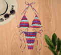 Bikini, dreiteilig, geblümter Neckholder-Badeanzug