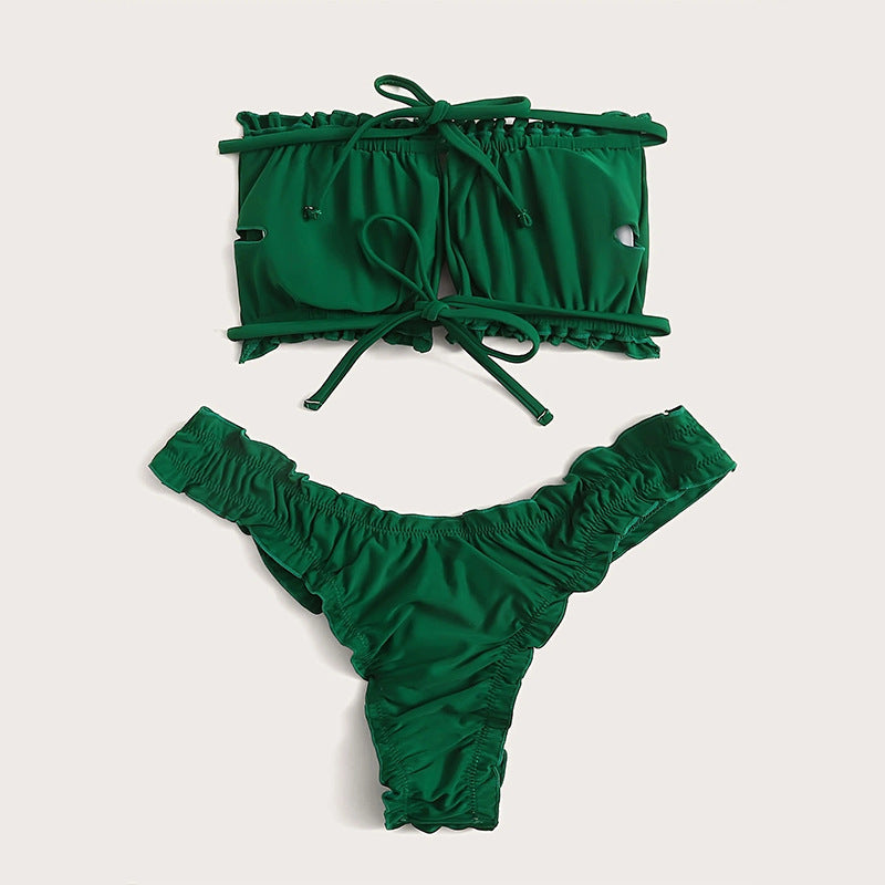 Maillot de Bain Deux Pièces Femme à Lacets Bikini de Plage