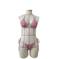 Striped Printed Split Bikini Women Sexy Three Point Bikini Skirt Set