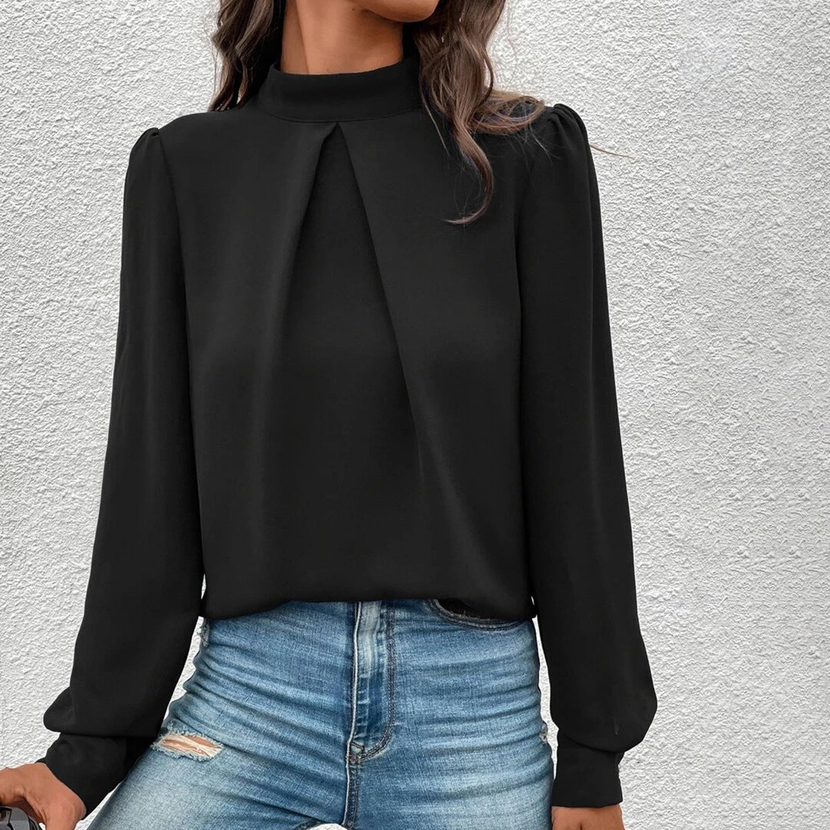 Damenbekleidung Frühling Sommer Langarm-Satin-Top-Hemd