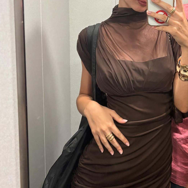 Sexy Socialite Eng anliegendes Maxikleid mit engem Schnitt, Stickereien und transparentem Hüftbereich für Damen