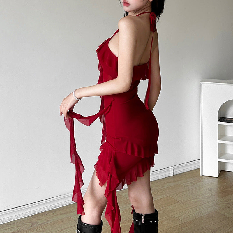 Sommer Damenbekleidung Einfarbig Schmal Hohe Taille Street Neckholder Rückenfreies Kleid