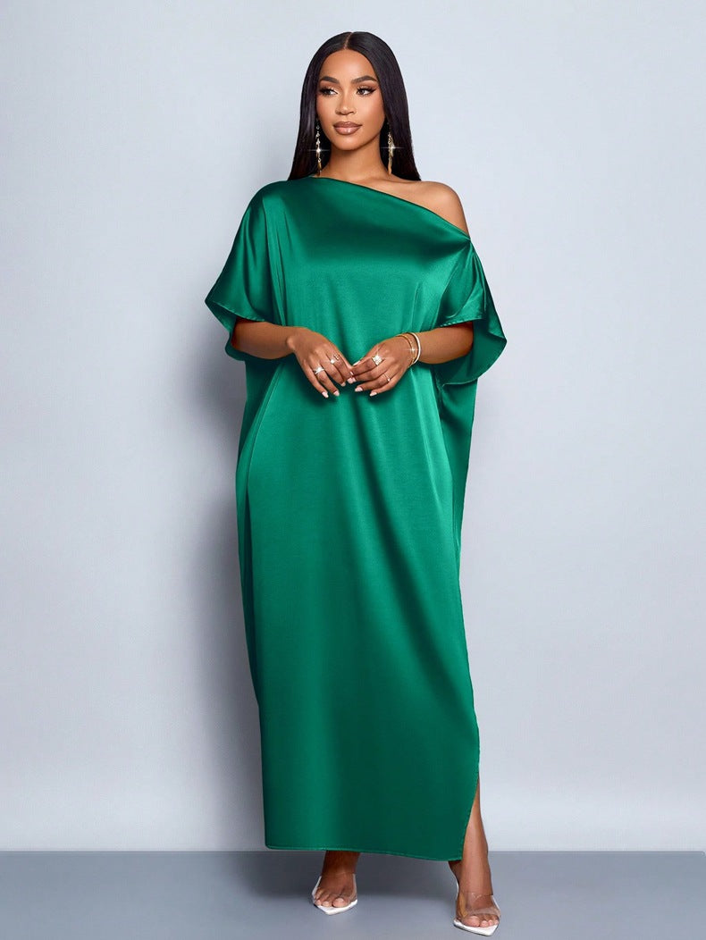 Damenbekleidung Frühherbst Satin Maxikleid Gelb