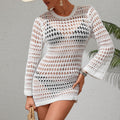 Haut de bikini/maillot de bain pull ample découpé sexy, cache-maillot de plage tricoté anti-UV