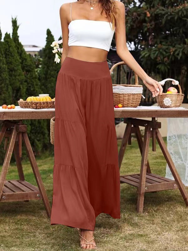 Spot Goods Sommer Lässige Weite Beinhose Aus Baumwollleinen Beliebte High Waist Loose Hose Damen Hose
